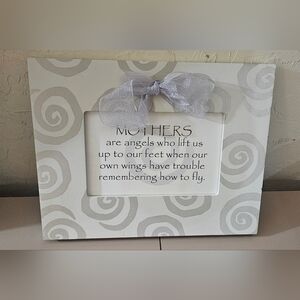 Elegant Swirl Pattern Wooden Frame with Bow - Says "Mothers Are Angels"